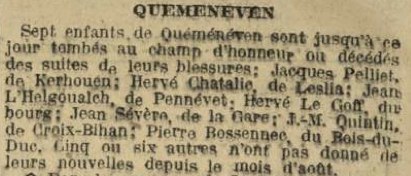 Extrait de La Dépêche de Brest du 27 mars 1915